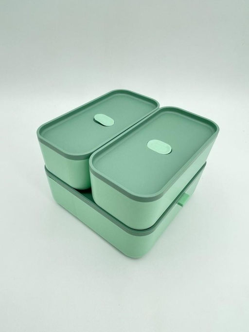 Ланчбокс "Sistem lunch", зелёный, 2 яруса, 3 отделения (1800 мл)