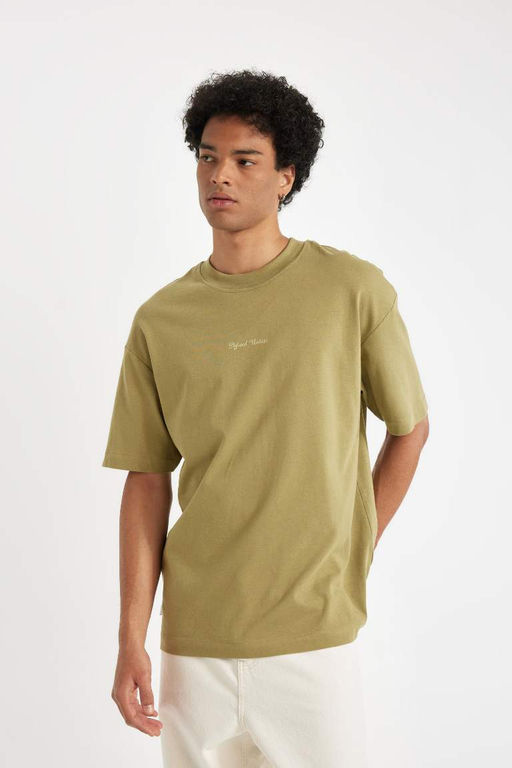 Футболка свободного покроя с круглым вырезом и короткими рукавами с принтом на спине - Defacto фото 4