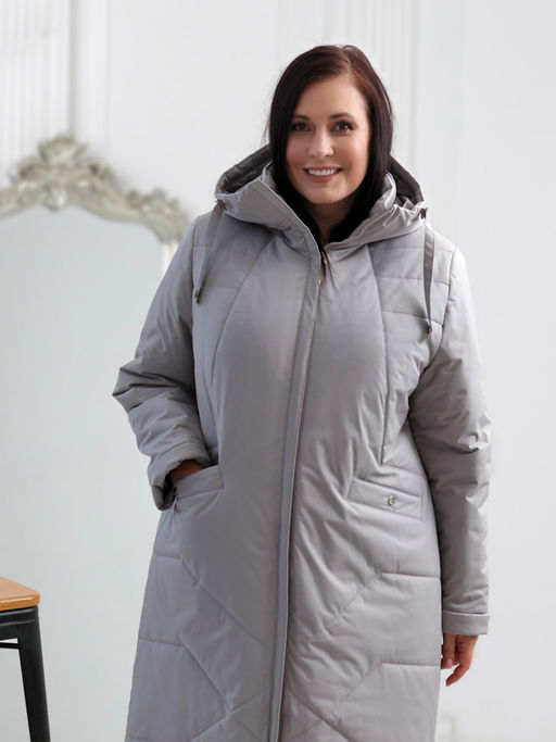 24418 Пальто серо-голубой - Dizzyway фото 11