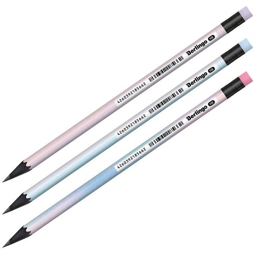 Карандаш ч/гр. BERLINGO "Shade" HB, с ластиком (BP01313) черное дерево, заточенный