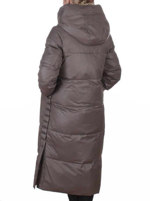8310 GRAY/BROWN Пальто зимнее женское (200 гр. холлофайбер)