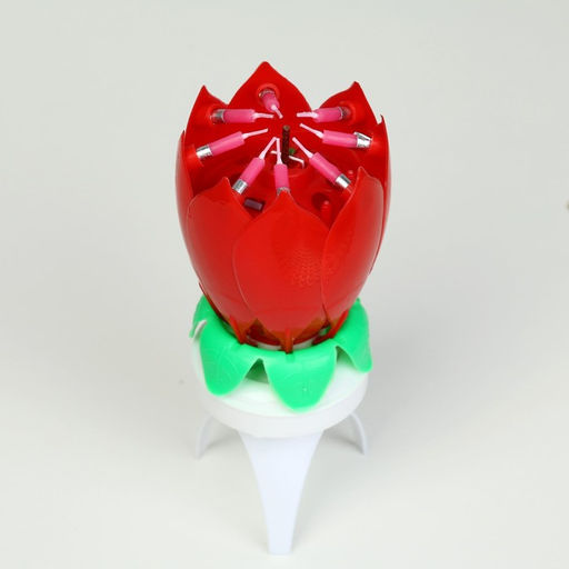 Свеча для торта музыкальная «Тюльпан», крутящаяся, красная, 14.5×6 см