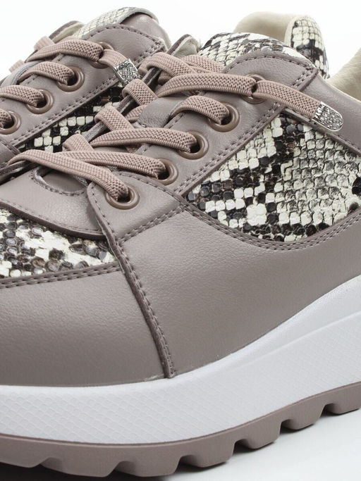 03-A847-11 GRAY/BROWN Кроссовки женские (натуральная кожа)