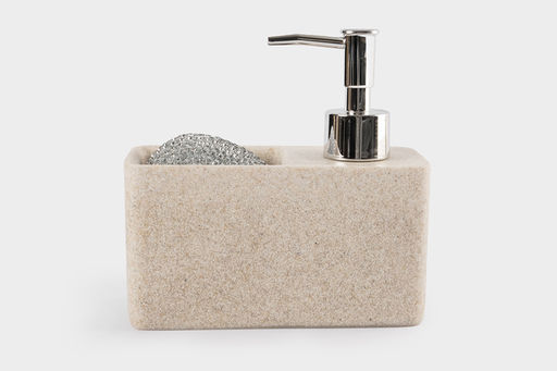 Диспенсер для моющего средства, 160 мл, органайзер, с губкой, полирезин/пластик, бежевый, Stone - Anna lafarg фото 6