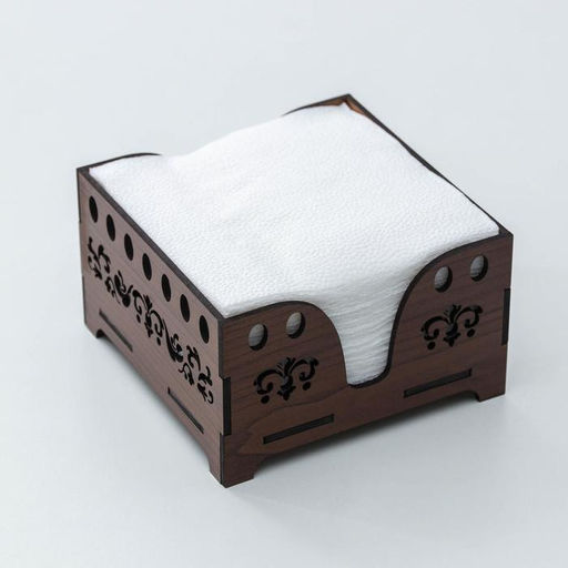 Салфетница деревянная Доляна «Орех», 12.5×12.5 см, с салфетками, коричневая