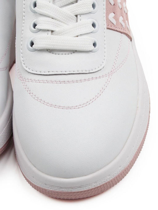 03-YA345-2 WHITE/PINK Полуботинки спортивные женские (натуральная кожа, натуральная замша)