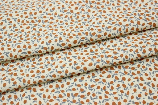 Теплый хлопок Россыпь бутончиков цв.терракотовый, ВИД2, ш.1.53м, хлопок-100%, 150гр/м.кв - Купава фото 5