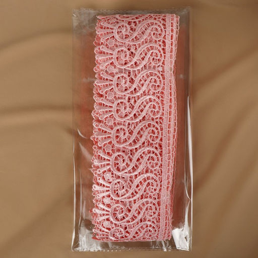 Кружево гипюровое, 94 мм, 11±1 м, цвет нежно-розовый