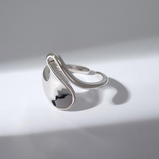 Кольцо Завитки изгибы, цвет серебро, безразмерное - Qf фото 2