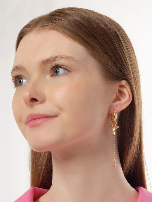 Серьги со съёмным элементом Трансформер птица, цвет белый в золоте