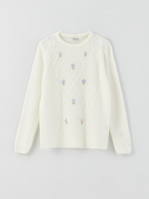 Bisiklet Yaka Nak??l? Uzun Kollu K?z ?ocuk Triko Kazak - Waikiki фото 3