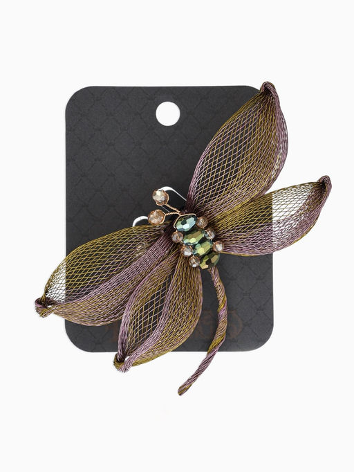 Брошь «Стрекоза» плетёная, цвет розово-золотой