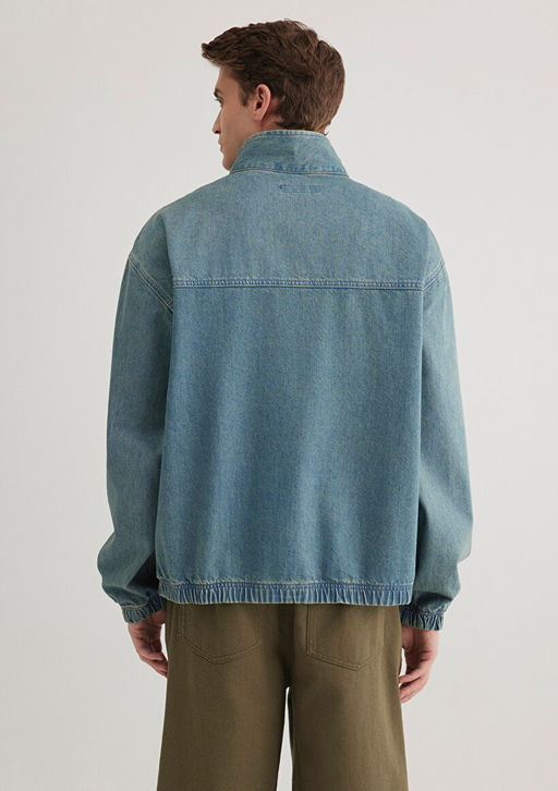 Yar? Fermuarl? Denim Sweatshirt - Mavi фото 5