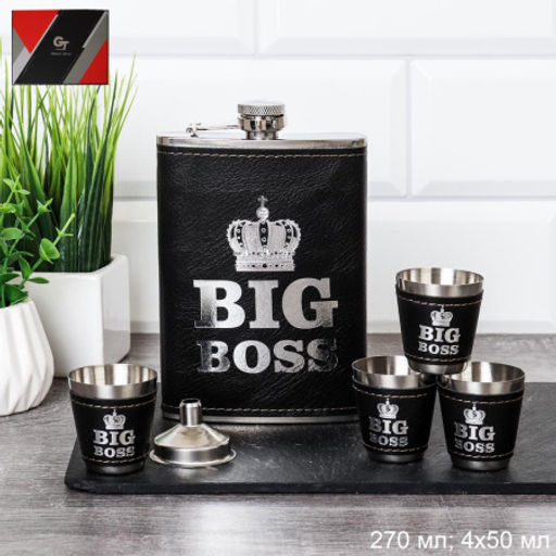 Фляжка 270 мл Big BOSS / FL-243 /уп 60/4 стопки 30 мл, воронка - ГалеонТрейд фото 2
