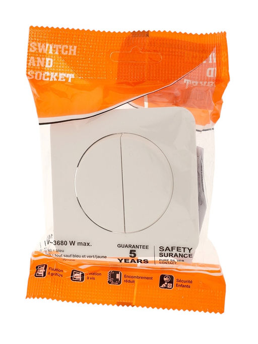 Выключатель проходной, серия Circular, 10 А, двухклавишный, скрытый монтаж, белый