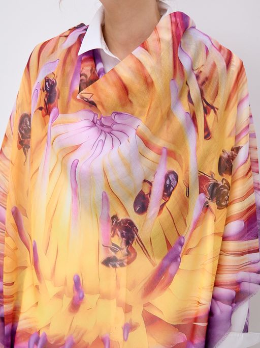 Большой, красивый двусторонний платок с рисунком в стиле арт-декои необычной текстурой ткани. - Tantino фото 5