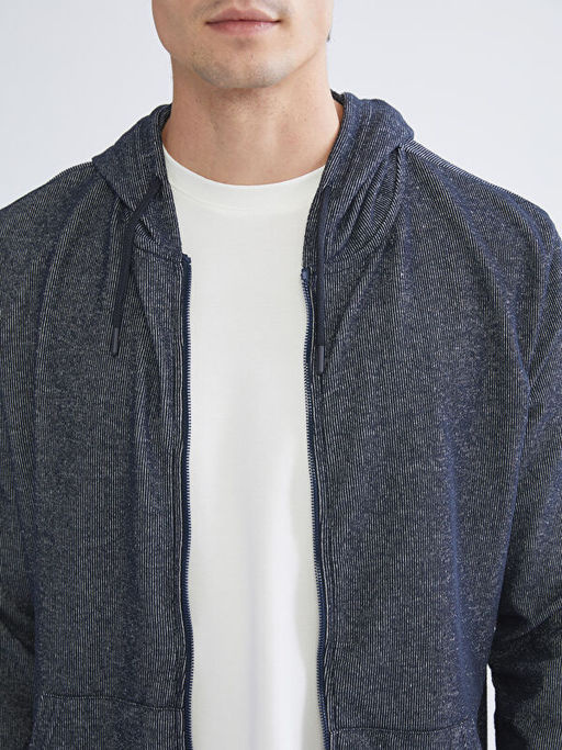 Kap??onlu Uzun Kollu Erkek Fermuarl? Sweatshirt