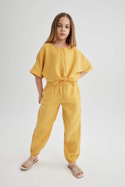 Хлопковые брюки для девочек - Defacto фото 2