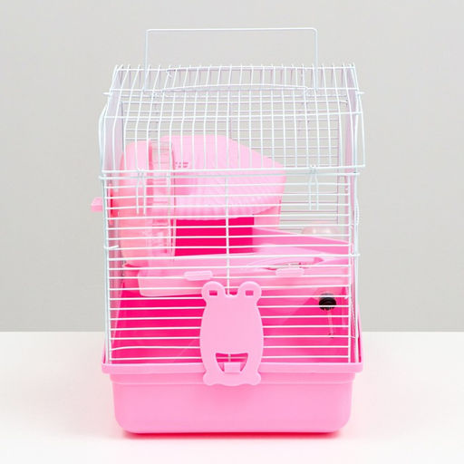 Клетка для грызунов Пижон, двухэтажная с наполнением 31 х 24 х 29 см, розовая  фото 3