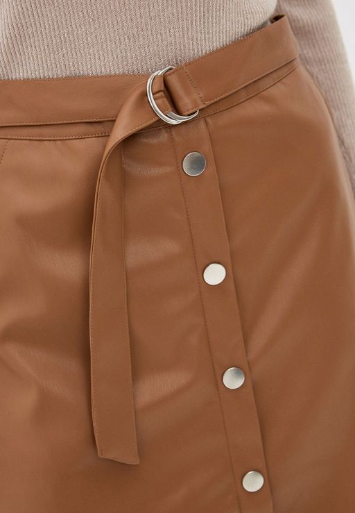 Кожаная юбка горчичного оттенка - Incity фото 7