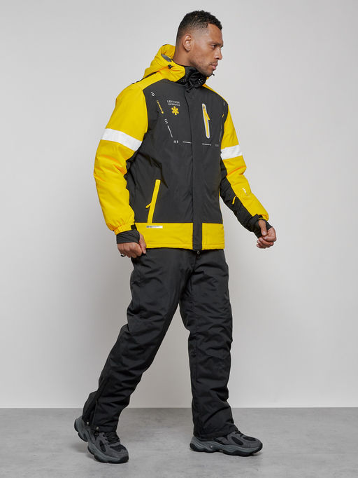 Горнолыжный костюм мужской зимний желтого цвета 6313J - Leifensh фото 3