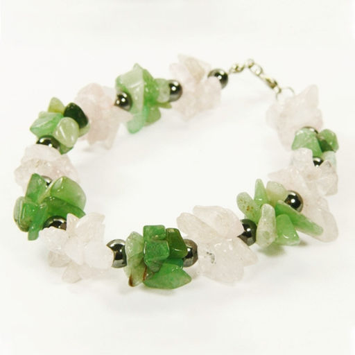 Браслет из авантюрина, розового кварца и гематита 20-21 см - Сувенир-камни фото 2