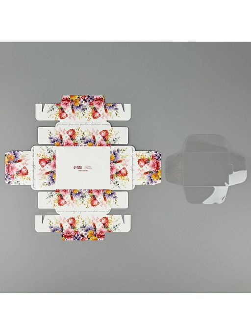 Цена за 5 шт. Коробка складная с пластиковой крышкой «Цветочные грёзы», 11.5 х 9 х 4 см