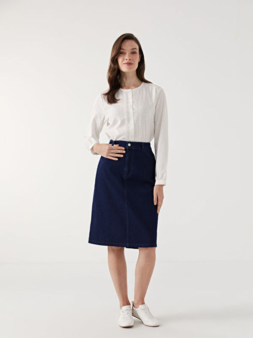 Bisiklet Yaka Dantel Detayl? Kad?n Bluz