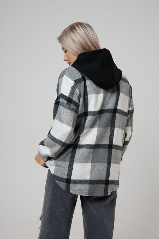 Рубашка женская в клетку с капюшоном РЖКК-01