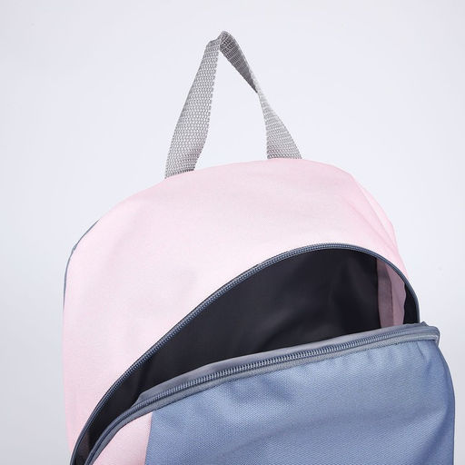 Рюкзак текстильный 46х30х10 см, вертикальный карман, цвет серый, розовый - Nazamok фото 5