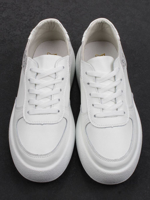 03-C140-9 WHITE Полуботинки спортивные женские (натуральная кожа)