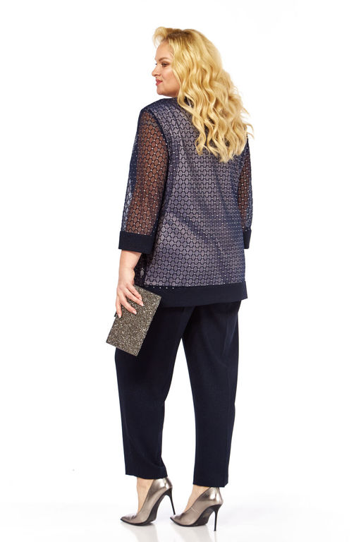 Блуза Элль стиль 2435/1а темно-синий  фото 2