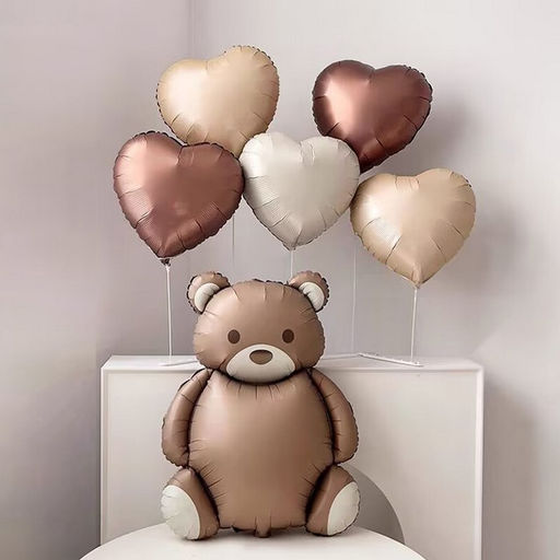 Цена за 5 шт. Воздушный шар фольгированный 18 Сердце, матовый, цвет кремовый - Страна карнавалия фото 7