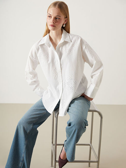 Ajurlu Oversize Kad?n G?mlek