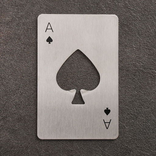 Цена за 2 шт. Карта-открывашка для бутылок «Туз козырный», 8.5×5.5 см, металл, серебристая