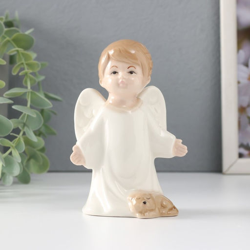 Фигурка керамика Девочка-ангел со спящим котом, 6.5?5.5?11.5 см