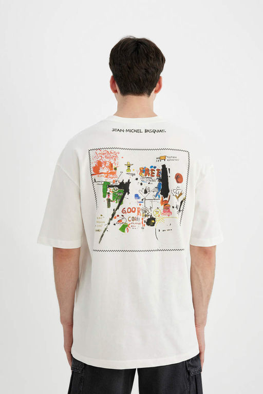 Jean Michel Basquiat Комфортная футболка с круглым вырезом и короткими рукавами - Defacto фото 6
