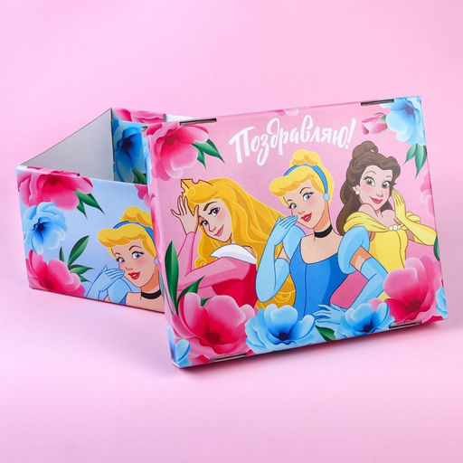 Коробка подарочная складная с крышкой Поздравляю!, 31х25,5х16, Принцессы - Disney фото 2