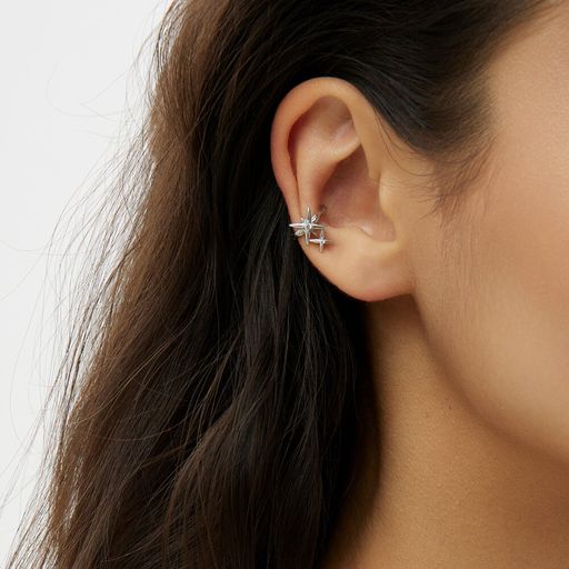 Серебряный кафф звезда с фианитами Isida