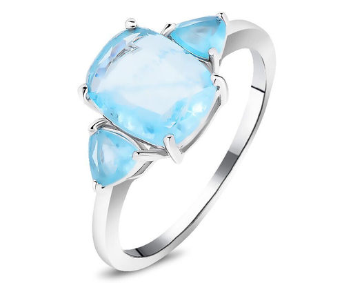 Кольцо, турмалин голубой выращ., Джени