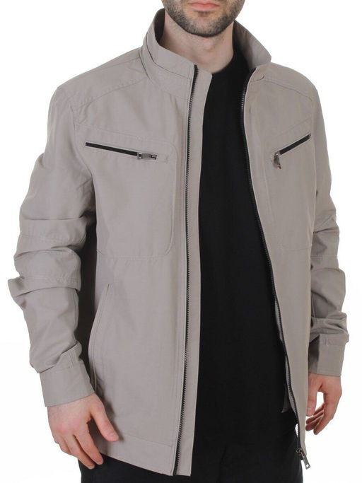 D-3019 BEIGE/GRAY Ветровка мужская (60% хлопок, 40% нейлон)