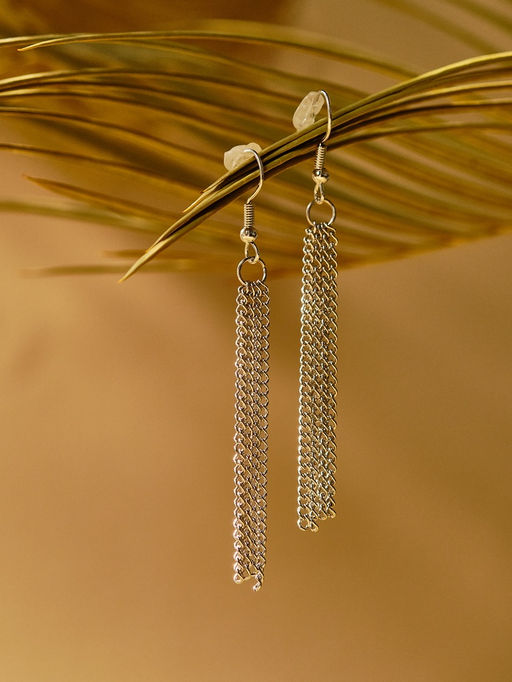 Набор 2 предмета: серьги, бусы Унисон прямоугольники, цвет серебро, 80 см