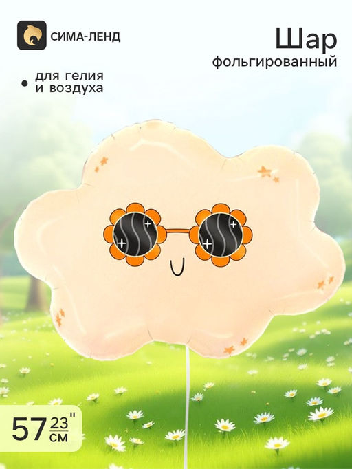 Цена за 2 шт. Воздушный шар фольгированный 23" «Облако в очках»