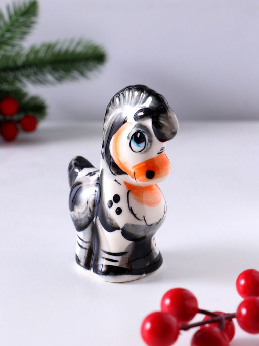Фигурка фарфор гжель «Конь глядит», 9×7×3.5 см, цветной