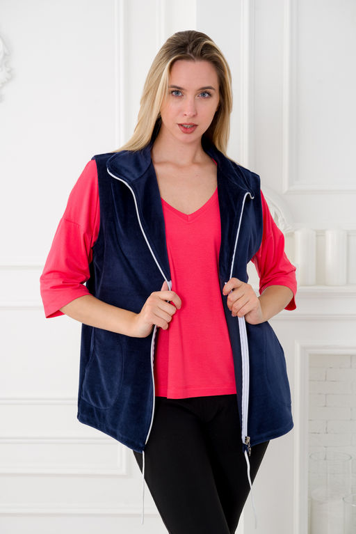 Жилет женский из велюра синий макс - Амадэль фото 6