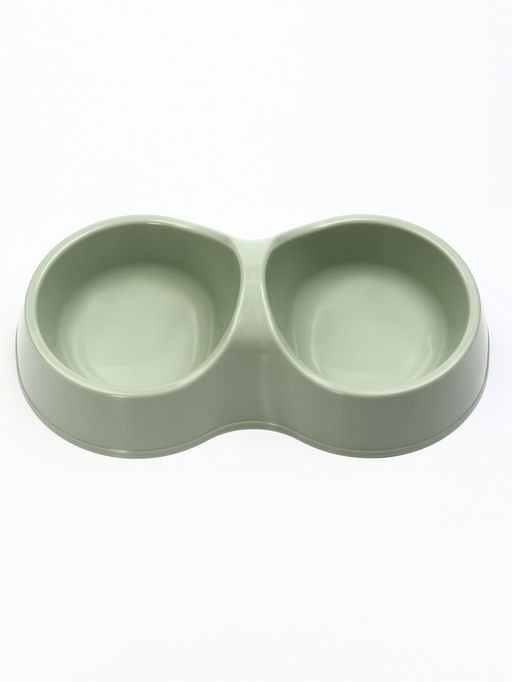Цена за 2 шт. Миска двойная "Мур-мяу", 200 мл, 22.5 см × 13 см × 6 см, пластик, цвет фисташковый