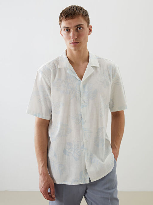 Regular Fit K?sa Kollu Desenli Arm?rl? Erkek G?mlek