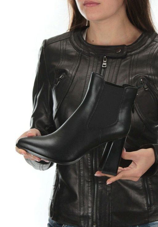 01-PCT168-1 BLACK Ботинки Челси демисезонные женские (натуральная кожа, байка) - Фабричный китай фото 2