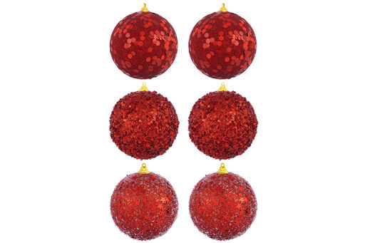 Набор 6 новогодних шаров 9,5*9,5 см Красный - Elan gallery фото 11