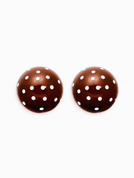 Серьги «Бусина. Шар в точку», d=2 см, коричневые